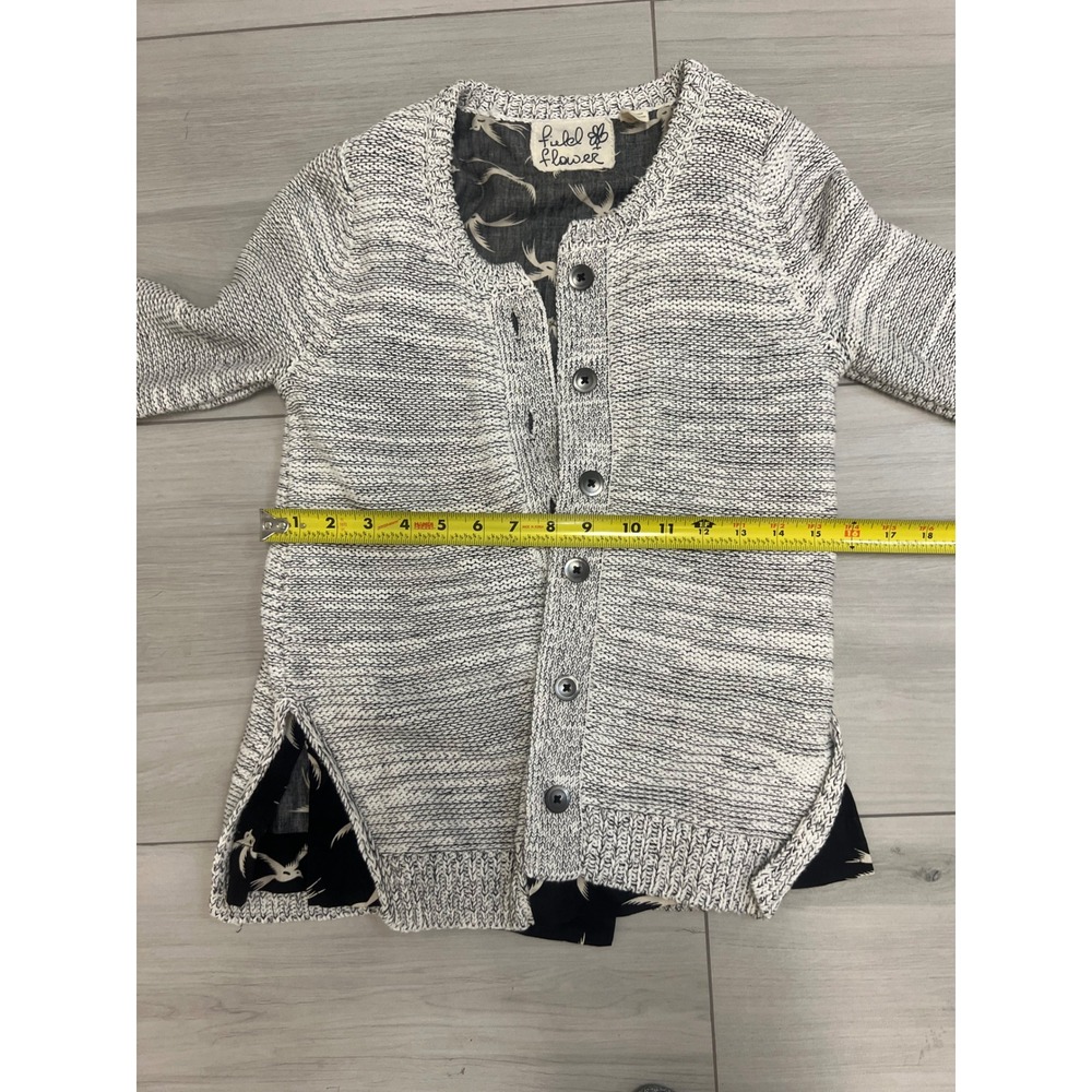 Field Flower Anthropologie Cardigan Sweater Grey Space Dye Sz S Boho Cottagecore - Picture 7 of 9